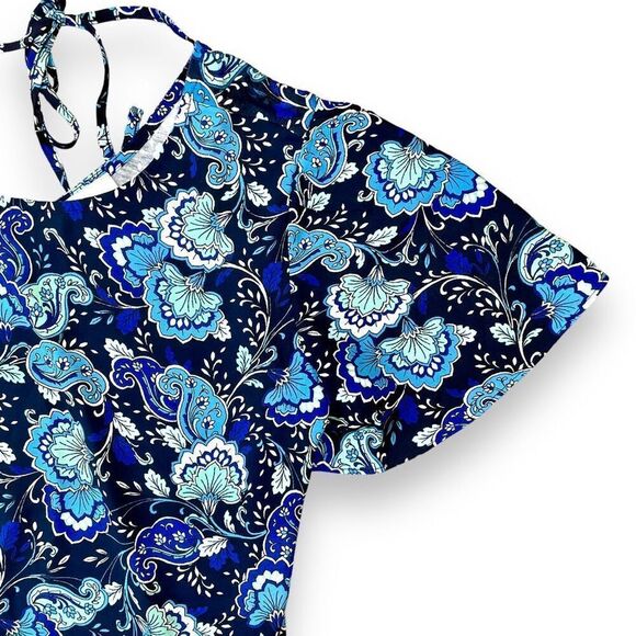 LOFT Paisley Print Tie Top Sz S - Picture 4 of 12